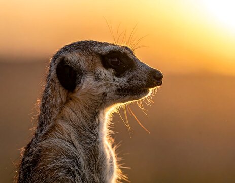 Meerkat profile at sunrise - Powered by Adobe