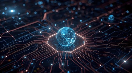 Futuristic Holographic Data Sphere &ndash; Abstract Technology Background