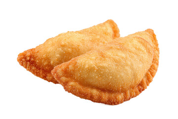 Two Golden Fried Pastries Isolated on White Transparent Background