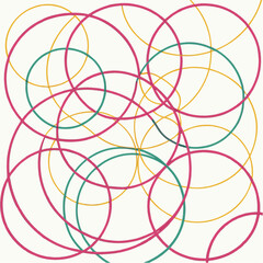 Interlocking Circles Abstract Design: Teal Crimson and Gold Hues.