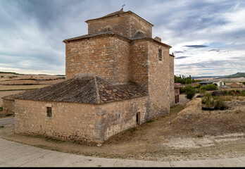The ancient stone hermitage of Santo Cristo del Consuelo in the rural village of Vertavillo, Palencia, Spain