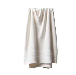 White bath towel hanging, studio shot, soft texture, clean background, home d?cor