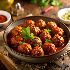 Spicy meatballs in tomato sauce