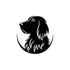 Elegant dog profile illustration with flowing fur inside a circle, symbolizing loyalty, companionship, and premium pet care.
