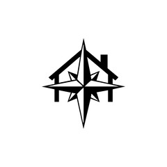 Geometric compass combined with house silhouette, symbolizing STEM education, direction, and cooperative homeschooling.
