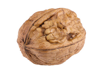 Obraz premium Whole Walnut in Shell, Isolated on White Transparent Background