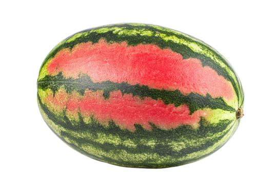 Fresh Whole Watermelon with Red Patch, isolated on white transparent background