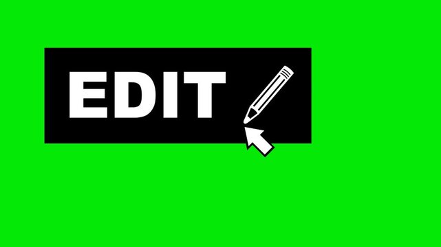 video animation black and white concept icon click computer cursor mouse edit button digital, on a green chroma key background