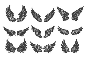 Elegant flat design angel wings silhouette