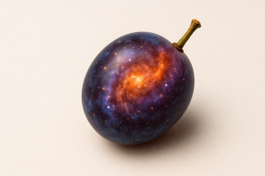 Plum with galaxy and stars texture.