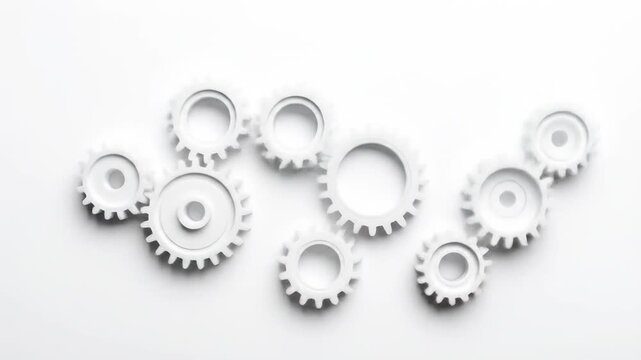 White Gears Interlocking, Teamwork Concept.