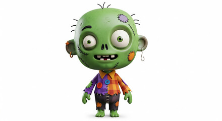 Fototapeta premium Funny Cartoon Zombie Character Isolated on White