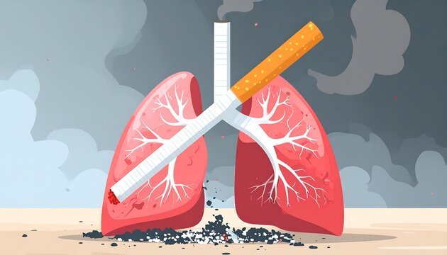 Lungs damaged by cigarette - Powered by Adobe