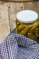 Canned cucumber in vinegar