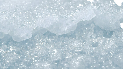 Crystalline Ice Texture: An abstract closeup reveals the intricate beauty of ice texture, highlighting its frosty structure and cool, ethereal qualities.