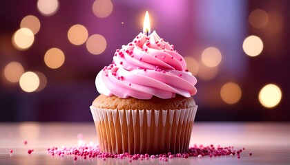Festive cupcake with pink frosting