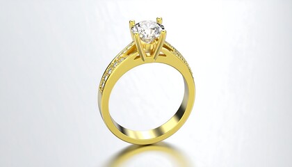 Elegant Gold Diamond Engagement Ring.