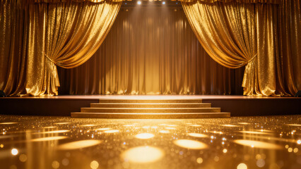 gold stage curtains