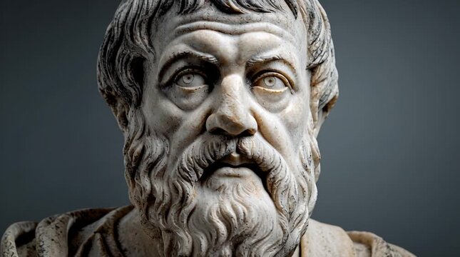 Stone sculpture of the Greek philosopher Plato