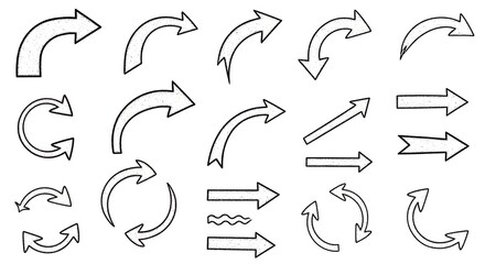 Hand Drawn Chalk Arrows Vector Set Isolated on White