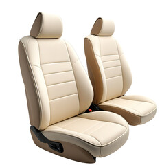 Fototapeta premium Cream car seat covers, studio shot, isolated background, automotive interior upgrade