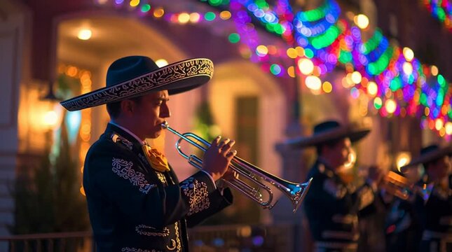 Mariachi playing in the street