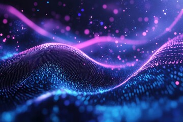 Abstract blue and pink particle wave background