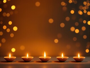 Lighting Diya Candles Hindu Festival of Diwali Celebration