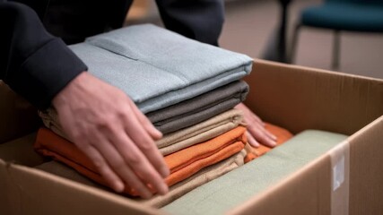 Medium shot of separating modular sofa cushions and frames emphasizing efficient packing and spacesaving techniques.