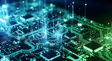 Fototapeta premium Glowing Circuit Board Patterns with Futuristic Tech Design