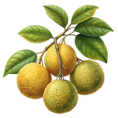 Illustration of a branch with fresh rangpur lime fruits, also known as mandarin lime, isolated on transparent background