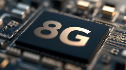 8G Microchip: A close-up on the latest generation microchip. A key component for advanced technology, promising high speed and efficiency. Modern, sleek design.