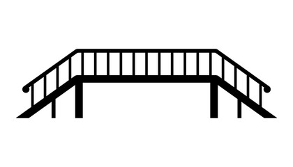 Pedestrian bridge icon. Black silhouette. Side and front views. Vector simple flat graphic illustration. Isolated object on a white background.