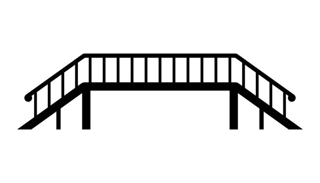 Pedestrian bridge icon. Black silhouette. Side and front views. Vector simple flat graphic illustration. Isolated object on a white background.