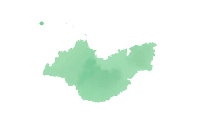 Green leaf shaped map of Italy isolated on white background