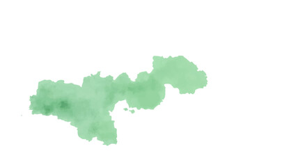 Green leaf shaped map of Italy isolated on white background