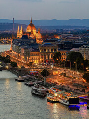 Aerial view about the Budapest downtown. This is the Istvan Szechenyi  square.