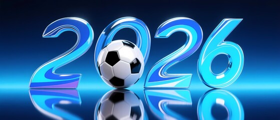 Soccer ball and 2026 year numbers design for sports event promotion