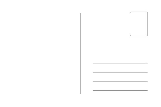blank postcard template with place for stamp. white paper texture. airmail postcard. no border