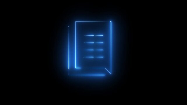 A glowing neon file folder icon isolated on a black background, featuring a modern digital design ideal for data storage, technology interfaces, and futuristic file management visuals.