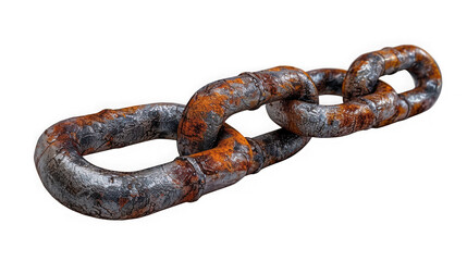 Fototapeta premium Closeup of a rusty metal chain link isolated on transparent background