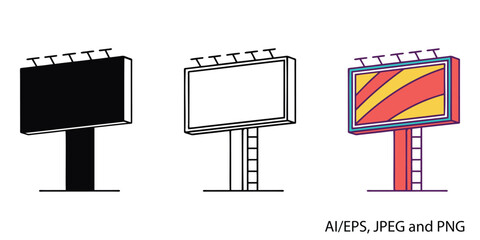 Billboard advertising design elements showing various display options vector