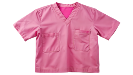 A pink surgical scrub top isolated on transparent background, symbolizing healthcare and professionalism, essential attire for medical professionals in hospitals
