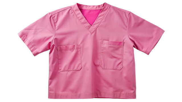A pink surgical scrub top isolated on transparent background, symbolizing healthcare and professionalism, essential attire for medical professionals in hospitals - Powered by Adobe