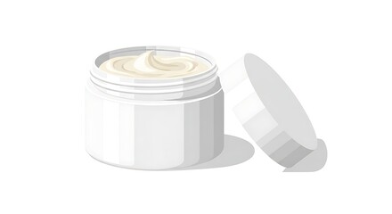 Flat Vector of Open Ointment Jar Isolated on White