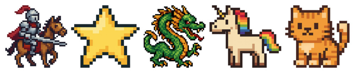 PNG Pixelated fantasy characters collection, element set on transparent background