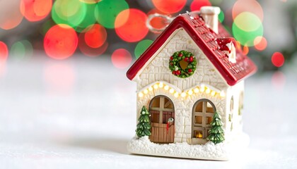 Festive miniature Christmas house