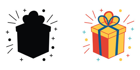Gift box icon with ribbon and sparkles decorative element for celebrations vector
