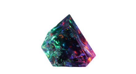 Transparent glass with colored lights isolated on white background.