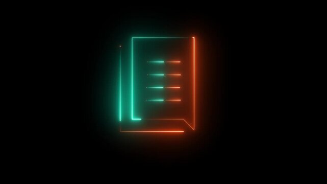 A glowing neon file folder icon isolated on a black background, featuring a modern digital design ideal for data storage, technology interfaces, and futuristic file management visuals.